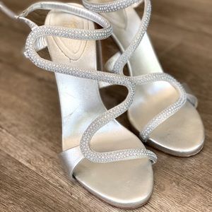 Silver jeweled Giuseppe Zanotti heels; size 38; worn twice